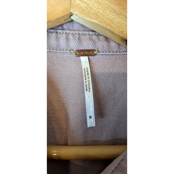 FREE PEOPLE Eisenhower Denim Jacket Sz M Dusty Rose Slouchy Cropped‎ Casual Work - Picture 7 of 8